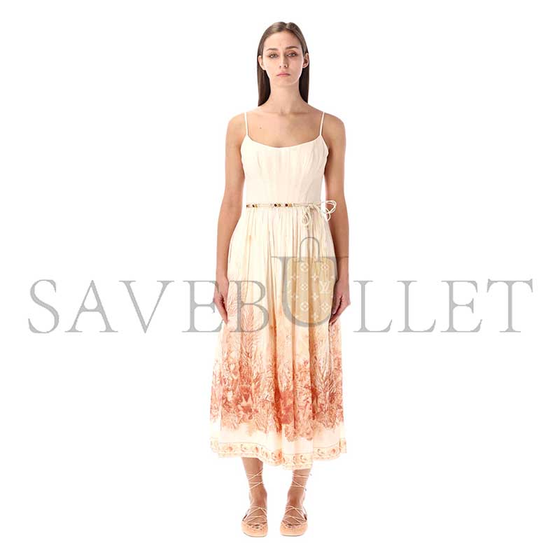 ZIMMERMANN WANDERLUST GATHERED PRINTED COTTON-VOILE MIDI DRESS